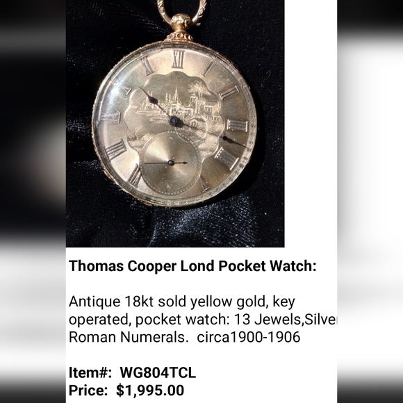 18k gold and silver men's 1874 pocket watch - Picture 3 of 3